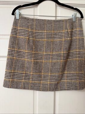 Forever 21 Plaid Mini Skirt in Brown, Cream & Yellow